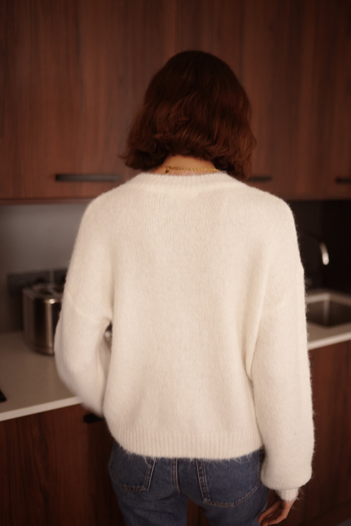 Pull Écru Motif Plume Léger et Féminin