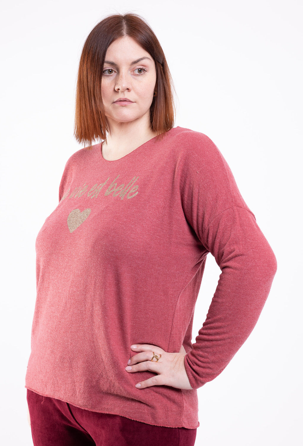 Pull Douceur « La Vie est Belle » - Cœur Pailleté