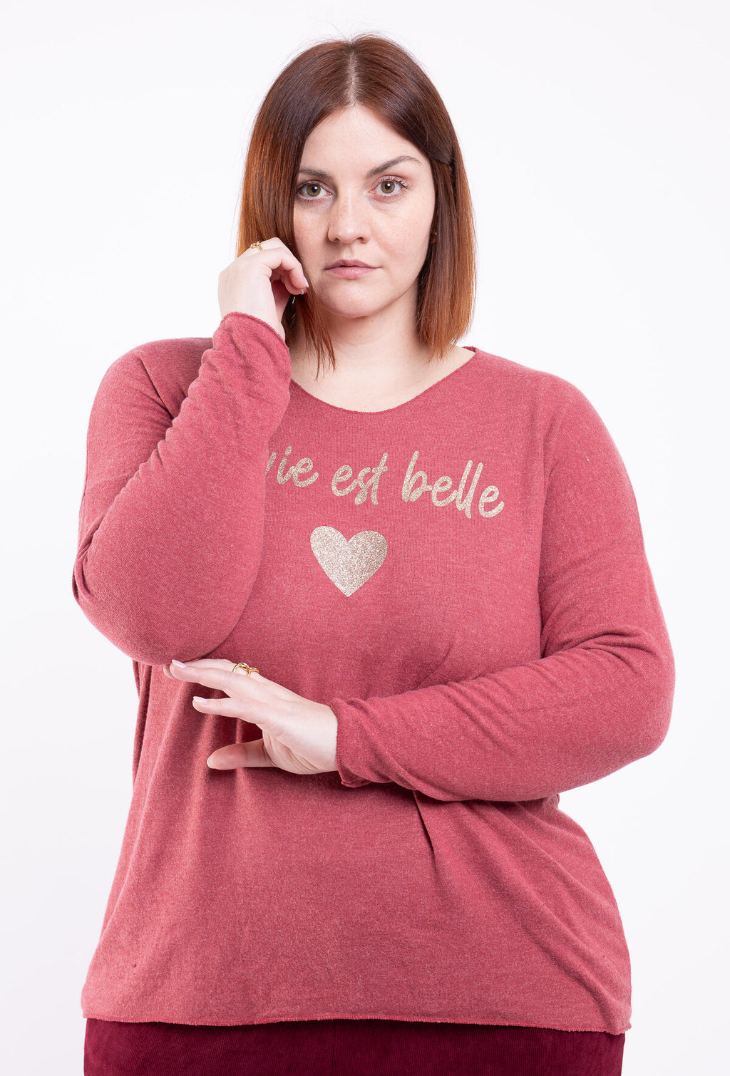 Pull Douceur « La Vie est Belle » - Cœur Pailleté