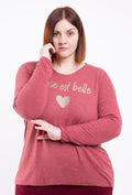 Pull Douceur « La Vie est Belle » - Cœur Pailleté