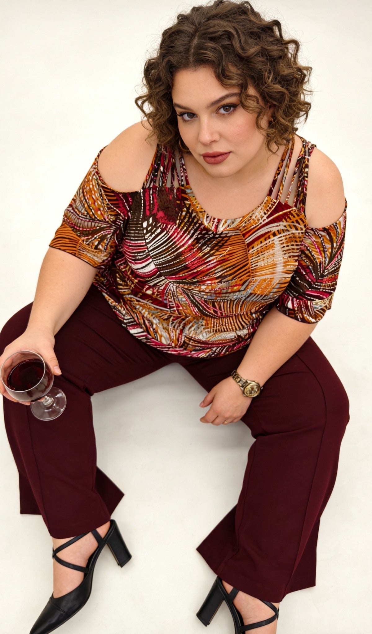 Tunique imprimée épaules dénudées - Grande Taille