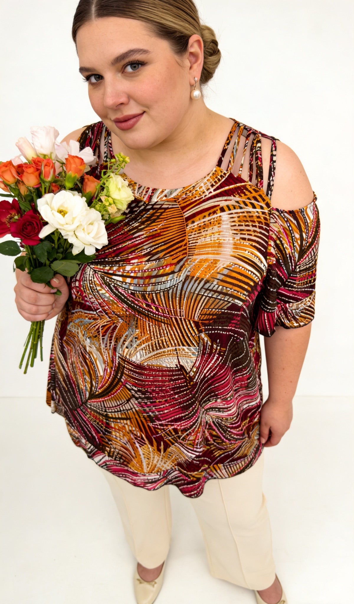 Tunique imprimée épaules dénudées - Grande Taille